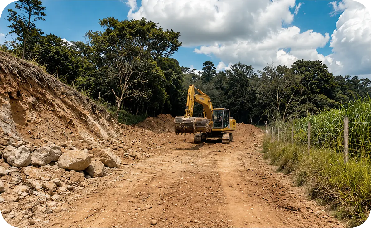 Máquina trabalhando na obra