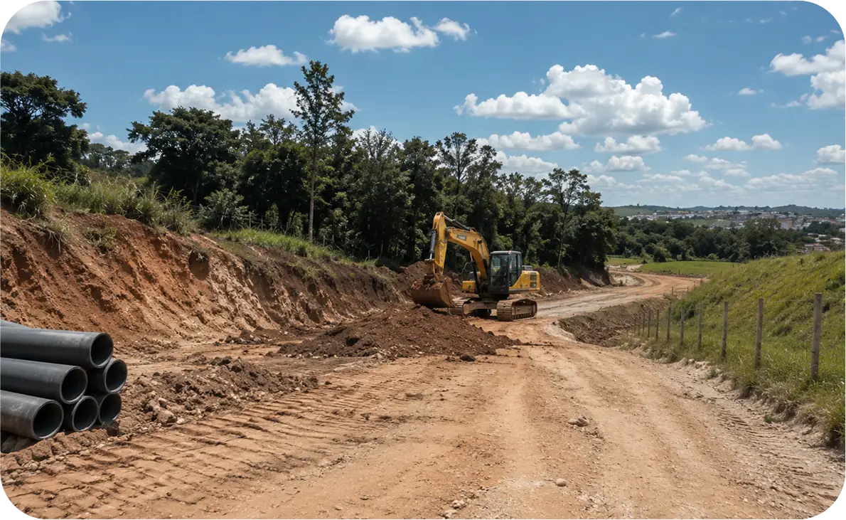 Terraplanagem em andamento